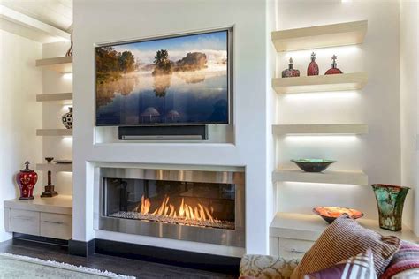 In this living room, not just the television but the tv wall panel itself is backlit. 80 Small Fireplace Makeover Decor Ideas - Structhome.com ...