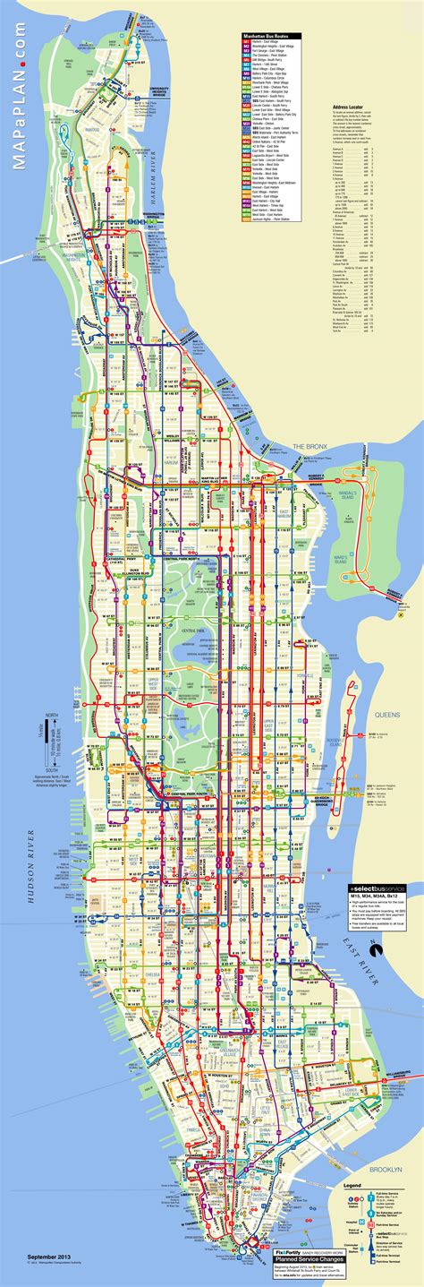 New York Top Tourist Attractions Map Manhattan Bus Travel Routes