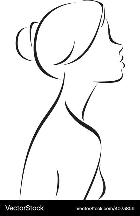 Line Drawing Women Profile Royalty Free Vector Image