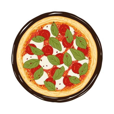 Pizza Margherita Top View Illustrations Royalty Free Vector Graphics