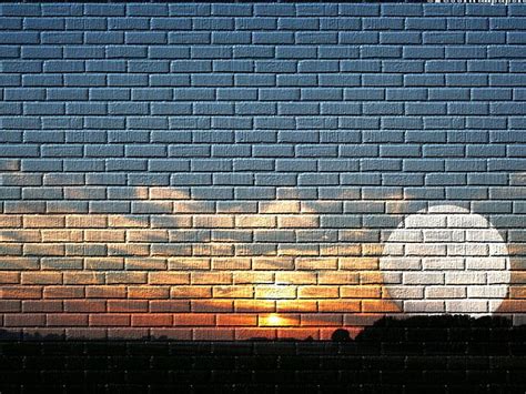 A Beautiful Sunset Moon Bricks Sun Clouds Wall Hd Wallpaper Peakpx