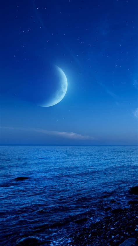 Mountain Sea Moon During Nightime 4k Hd Nature Wallpapers