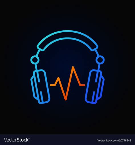 Blue Dj Headphones With Sound Wave Line Royalty Free Vector