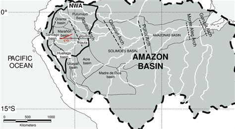 Map Of The Actual Amazon Basin The Bold Dashed Line Represents The