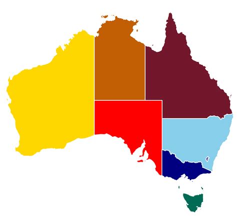 Australian states and territories chief primary colours | Australian states, Australia map, Colours