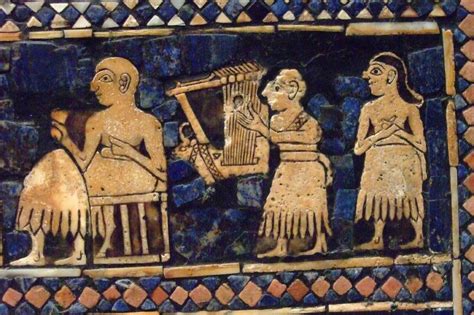 Músicos Que Acompañaban Al Rey Antigua Mesopotamia Arte Sumerio