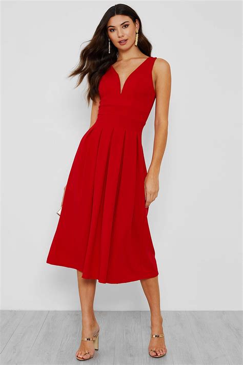 Walg Flared Skirt Midi Dress Walg Dress