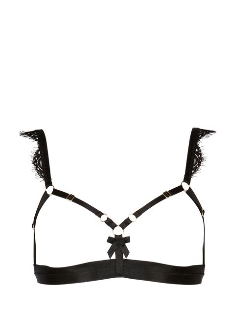 Lyst Bordelle Lace And Elastic Open Cup Bra In Black