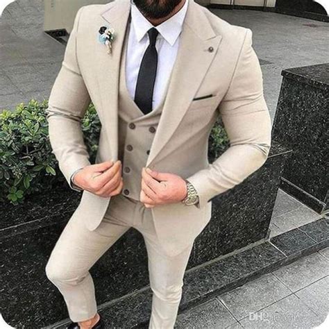 Men Beige Suit 3 Piece Wedding Suit Groom Suit Groom Perfect Etsy