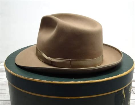 Mens Hat Royal Stetson Fedora 1950s Tan Soft Felted Fur With Snap