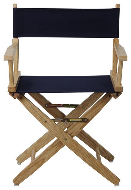 Wide 18 Directors Chair Natural Frame Navy Cover Contemporary
