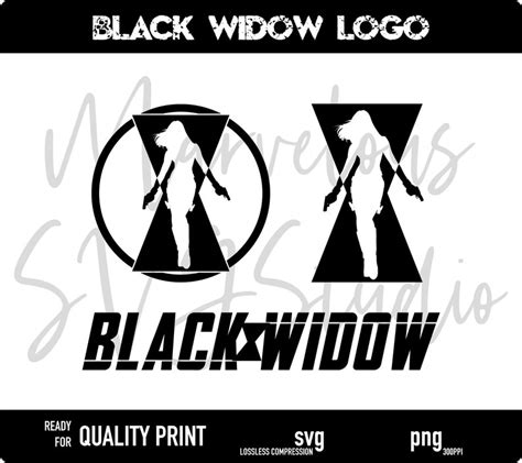 Black Widow Silhouette Logo Natasha Romanoff Avengers Superhero Colored