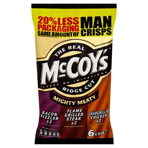 The Real Mccoys Ridge Cut Mighty Meaty 6 X 32g Sharing Crisps