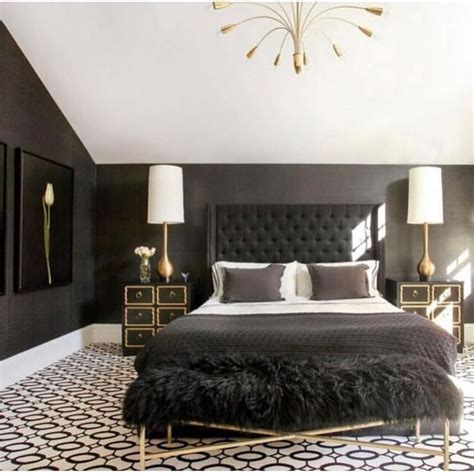 Luxury Black Gold Bedroom Michellegersoninteriors Pertaining To Black