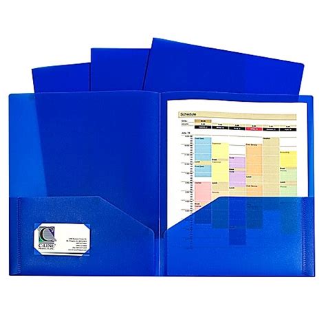 C Line Blue Two Pocket Poly Portfolios Without Prongs Pack Of 10 85