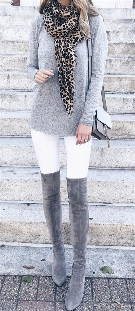 40 Catchy Fall Outfits To Update Your Wardrobe Grey Boots Outfit