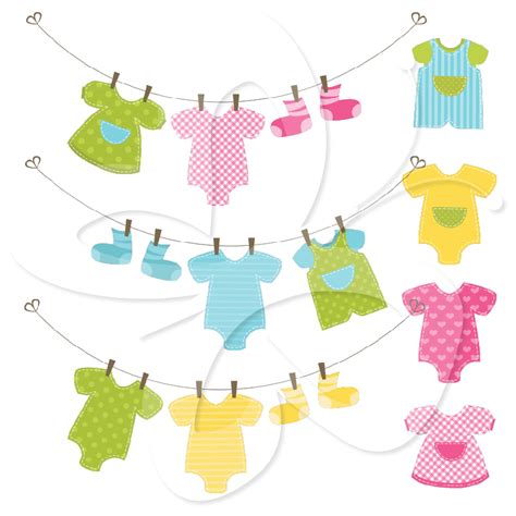 Baby Clothes Clothesline Clipart