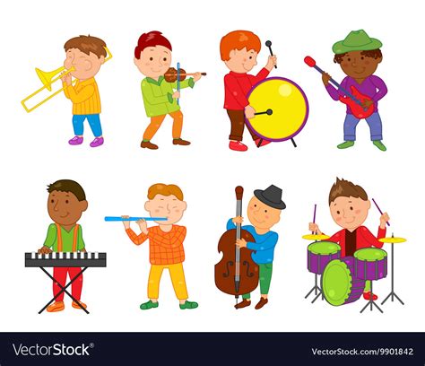 Cartoon Musician Kids Royalty Free Vector Image