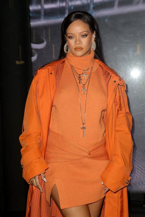 rihanna s orange outfit at fenty event during fashion week popsugar fashion uk