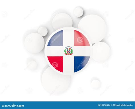 Round Flag Of Dominican Republic With Circles Pattern Stock