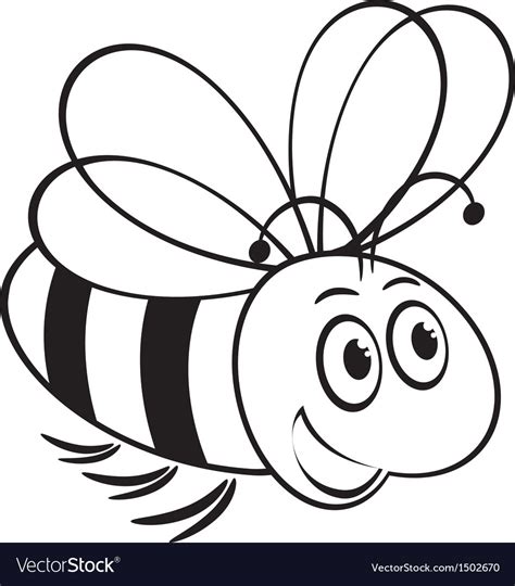 Cute Bee Cartoon Black And White Fobiaalaenuresis