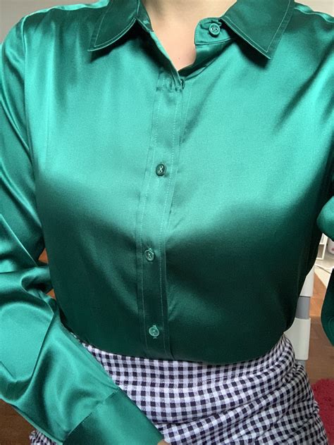 Pin By Christofer Hillenburg On Pretty Satin Blouses Shirt Blouse
