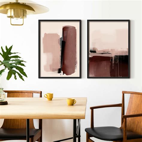 Pink Minimalist Abstract Wall Art Prints Set Of Two By Green Lili