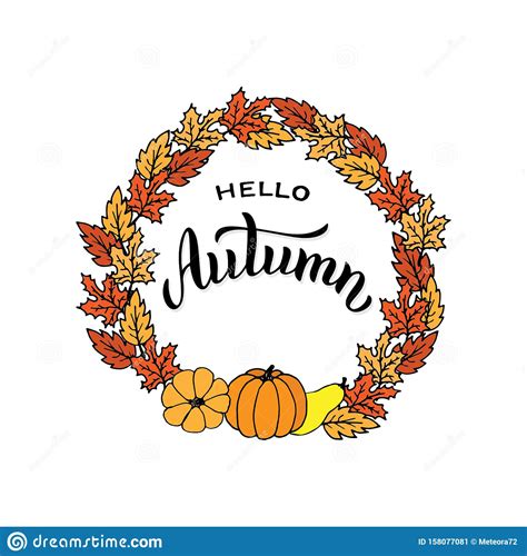 Hello Autumn Typography Text Card Trendy Lettering Poster