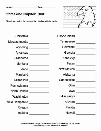 50 States And Capitals Matching Worksheet Chessmuseum Template Library
