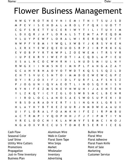 Flower Business Management Worksheet Quizlet