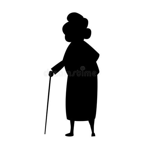 Grand Mother Silhouette Vector Isolated On White Background Black And White Grandma Silhouette