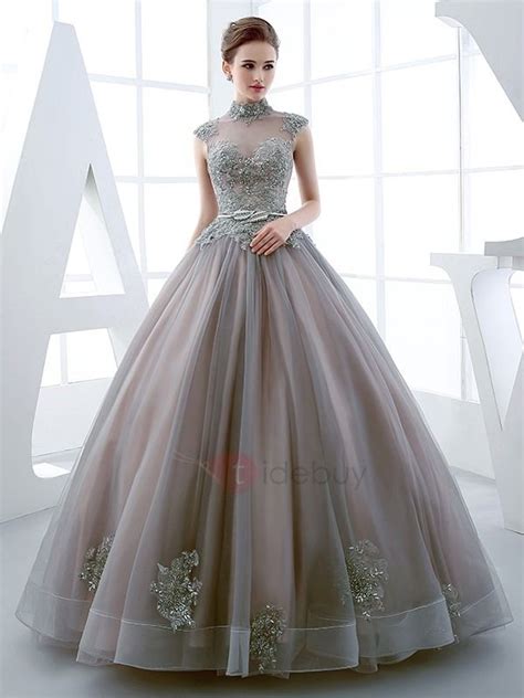 Offers High Quality Vintage High Neck Ball Gown Cap Sleeves