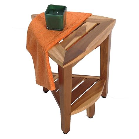 Ecodecors® Earthyteak™ Oasis 18 Inch Teak Corner Shower Stool With