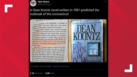 One part of the book has tina and elliot (.) the mystery is all about the government. VERIFY: Dean Koontz did not predict the coronavirus ...