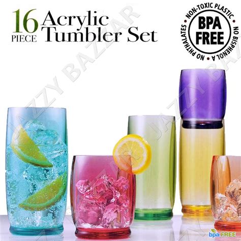 16 Acrylic Plastic Tumbler Water Drinking Glasses Drink Glass High Ball Set Bulk Ebay
