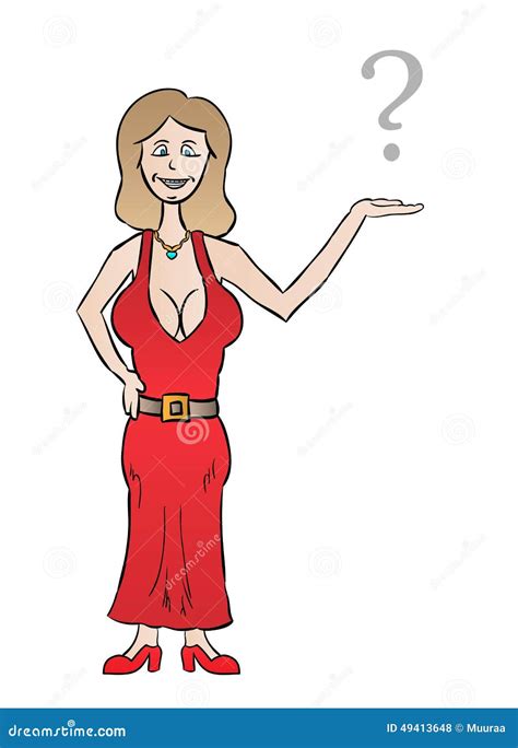 Nice Dressed Woman With Big Tits And Question Mark Vector Illustration 49413648