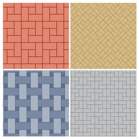 Set Of Four Brick Floor Patterns Stock Vector Illustration Of