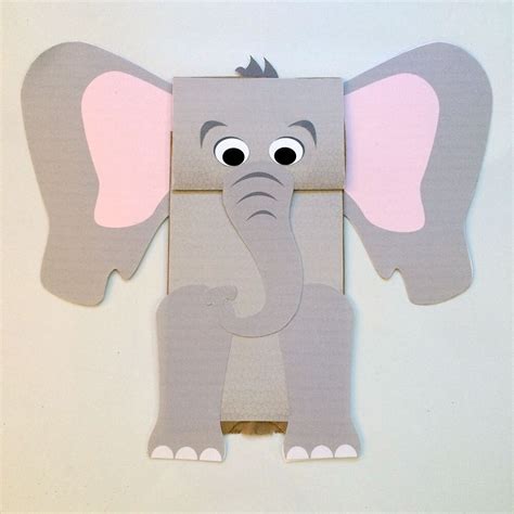 Elephant Paper Bag Puppet Printable Kids Craft