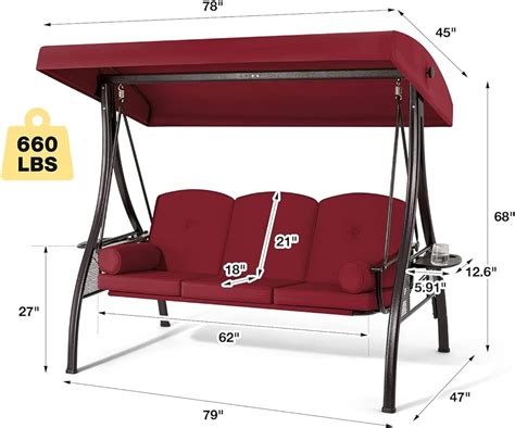 Mainstays Belden Park Outdoor Seat Porch Swing And Bed With Canopy