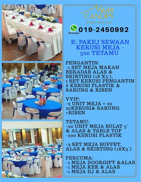 Pakej sewa khemah dan sewa kanopi. Suri Canopy: PAKEJ KAHWIN SEWA KERUSI MEJA UNTUK DEWAN 2020