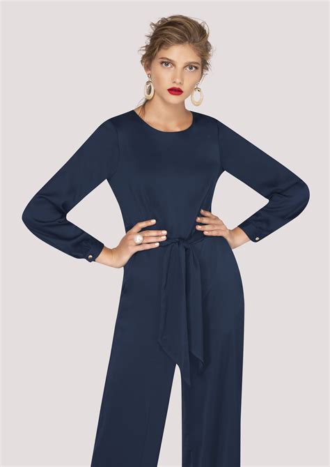 Navy Satin Puff Sleeve Jumpsuit New In Jumpsuit With Sleeves Wide Leg Jumpsuit Jumpsuit