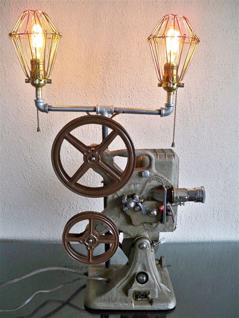 Vintage Projector Double Lamp Light Upcycled Machine Age
