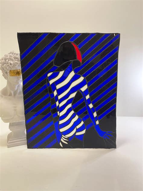 Stained Glass Naked Woman Modern Glass Art Panel Naked Girl Etsy