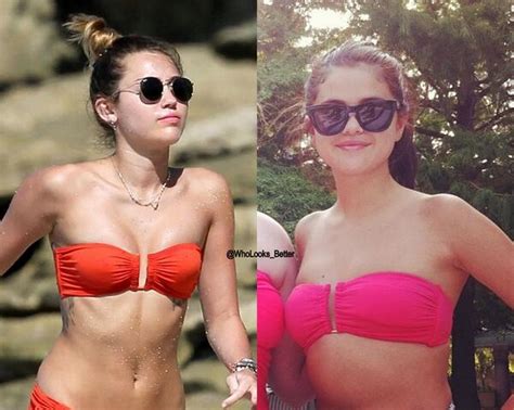 Who Wore It Better On Twitter Miley Cyrus Vs Selena Gomez Rt For