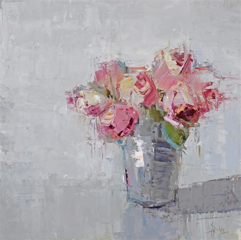 Small Bouquet 30x30 Oil On Canvas By Barbara Flowers Rart