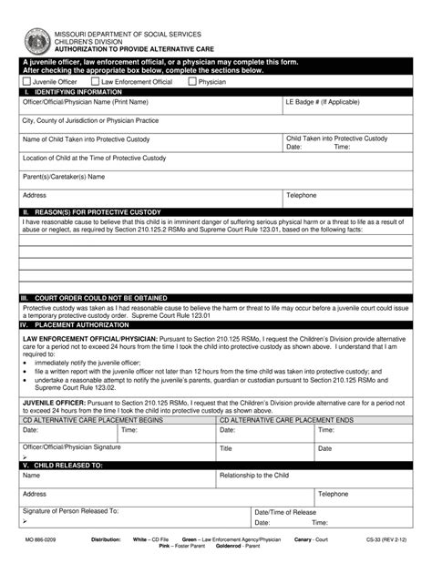Form 33 Missouri Childrens Division Fill Online Printable Fillable
