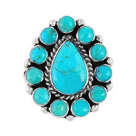 Sterling Silver Ring With Genuine Turquoise Turquoise Sterling