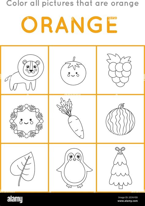 Color All Objects That Are Orange Color Educational Coloring Game For