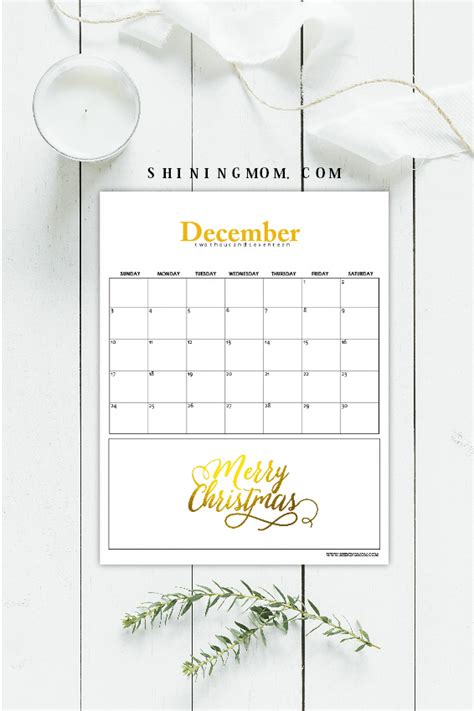 Free December 2017 Calendar Christmas Themed Designs Christmas