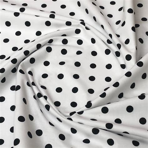 Polka Dot Mm Black On White Cotton Fabric Sold Per Etsy